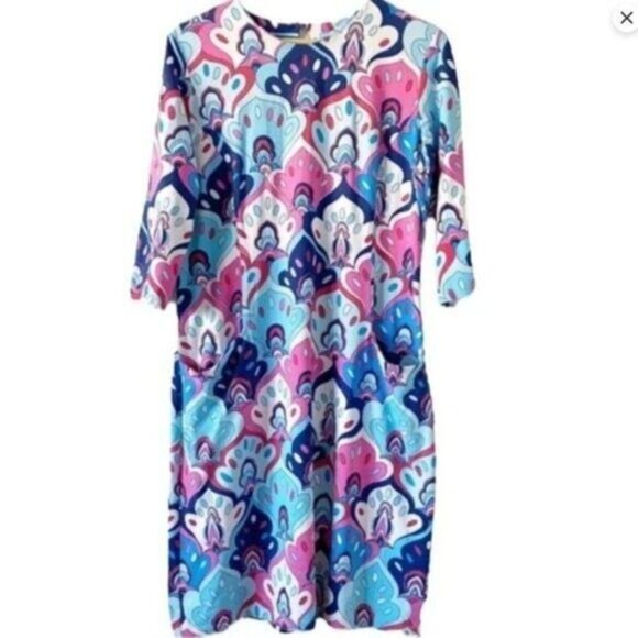 J. McLaughlin Catalyst Dress Women's Size Medium Psychedelic Sheath Style - Picture 10 of 11